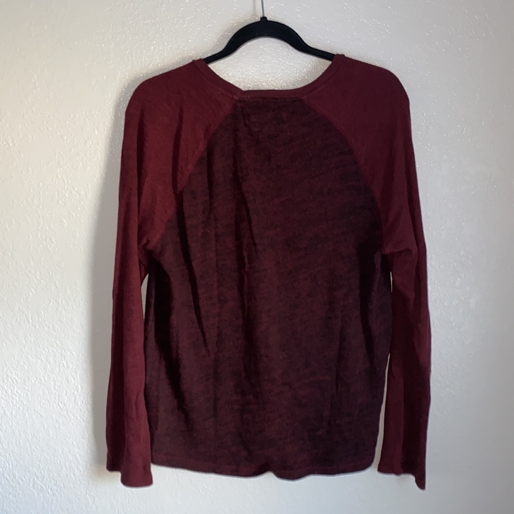 Express Burgandy Henley - Picture 2 of 4